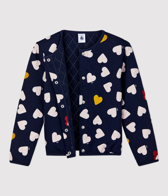 Cardigan en tubique matelassé enfant fille bleu SMOKING/blanc MULTICO